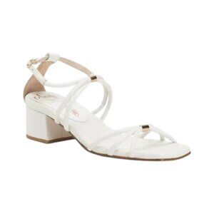 AMALFI White Made In Italy Leather Manchester Heeled Sandals